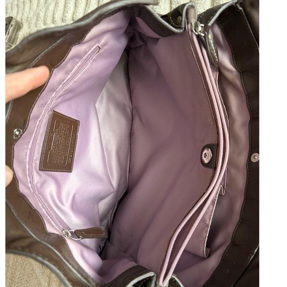 Coach Penelope Shopper Tote Brown Pebbled Leather Shoulder Bag F14686 - Picture 6 of 16